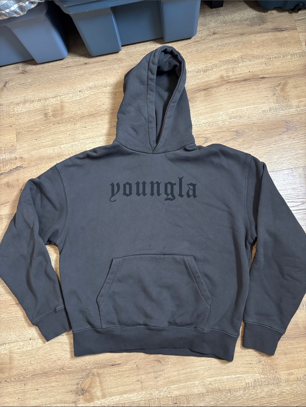 YoungLA Dark CHARCOAL CLOUD 9 Hoodie with Gothic Logo